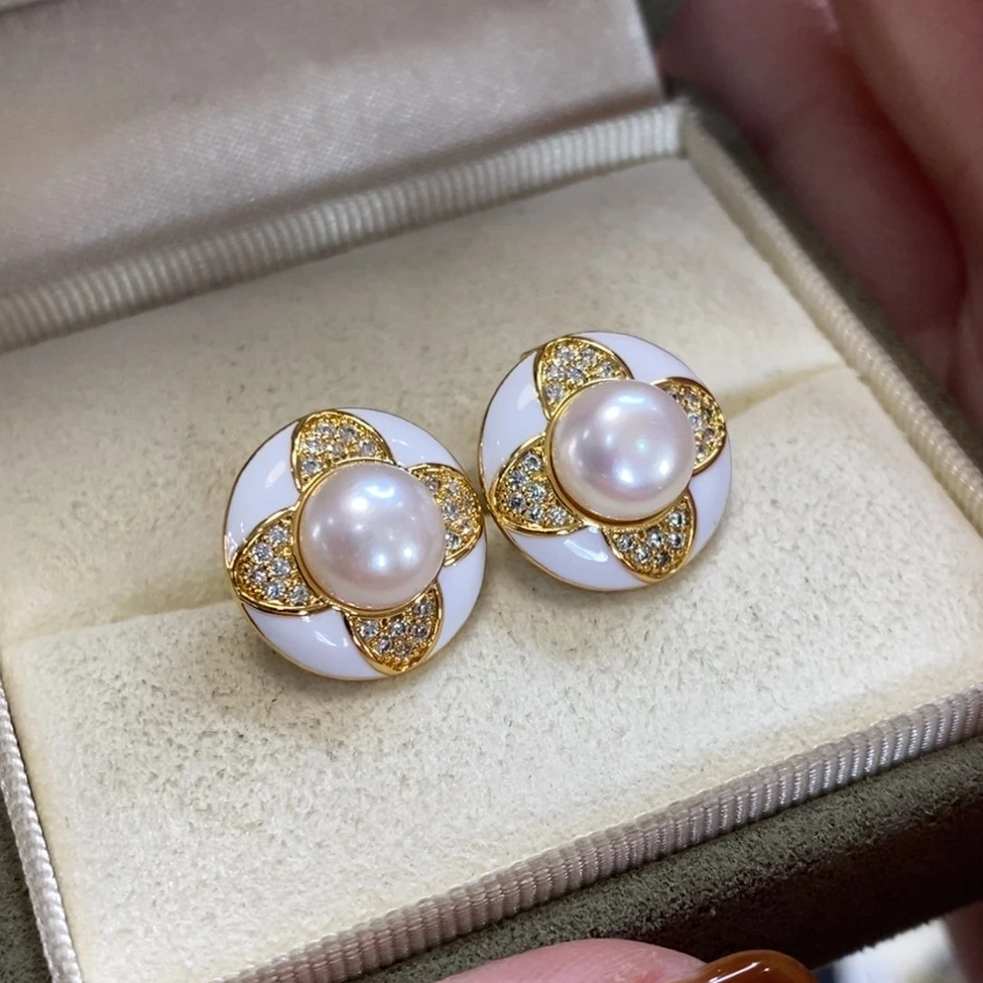 淡水珍珠耳饰合金