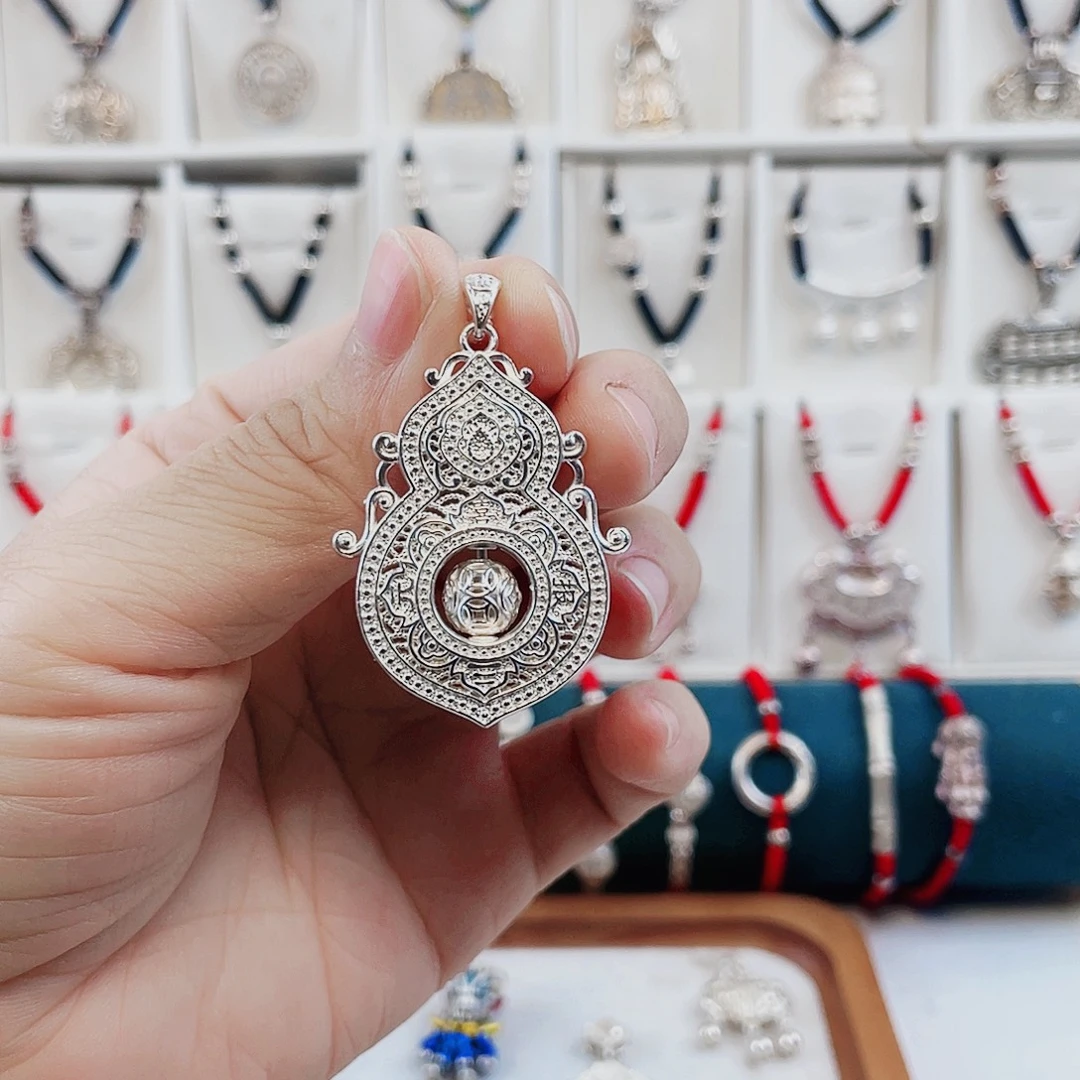 吊坠足银花岗岩四美葫芦