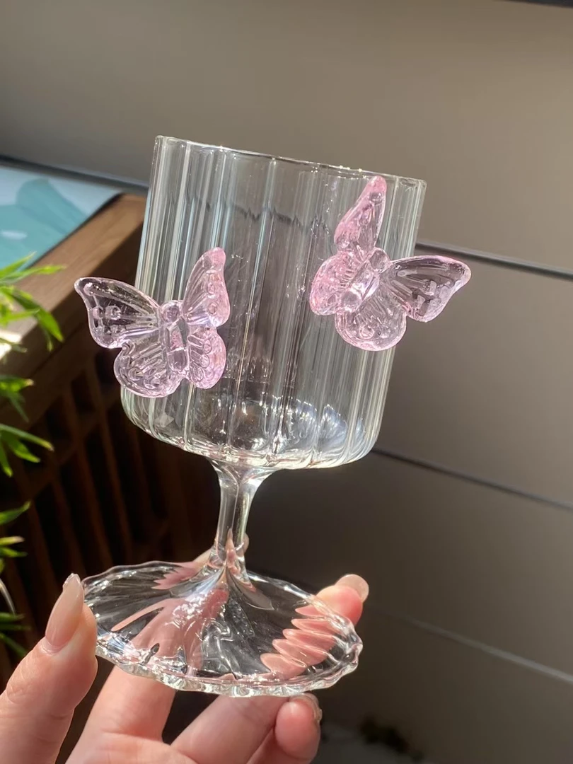 高硼硅高脚杯 两个装耐高温 用于喝水喝果汁喝酒都可