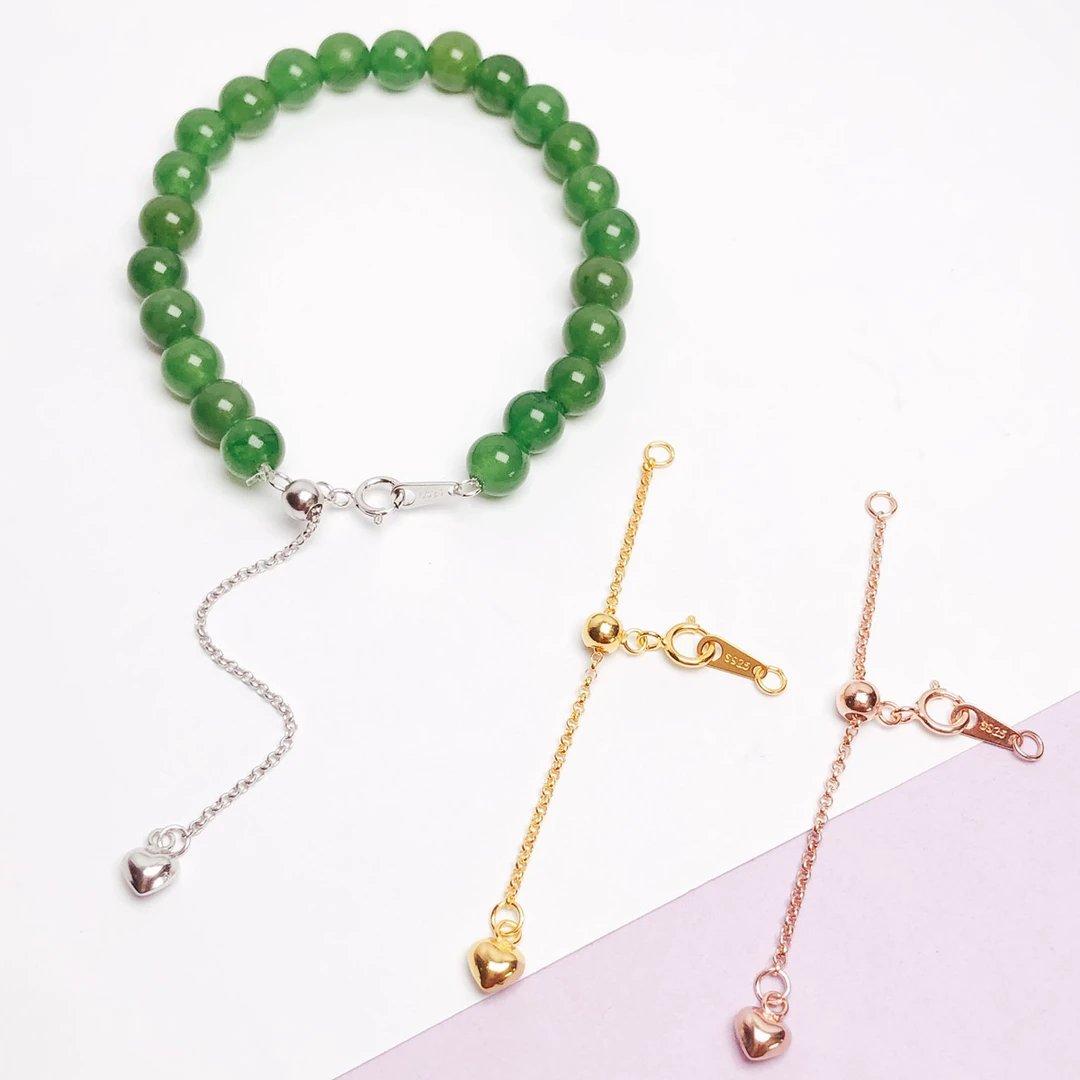 925银银制品 s925纯银珍珠项链延长链抽拉diy手链加长调节扣尾链