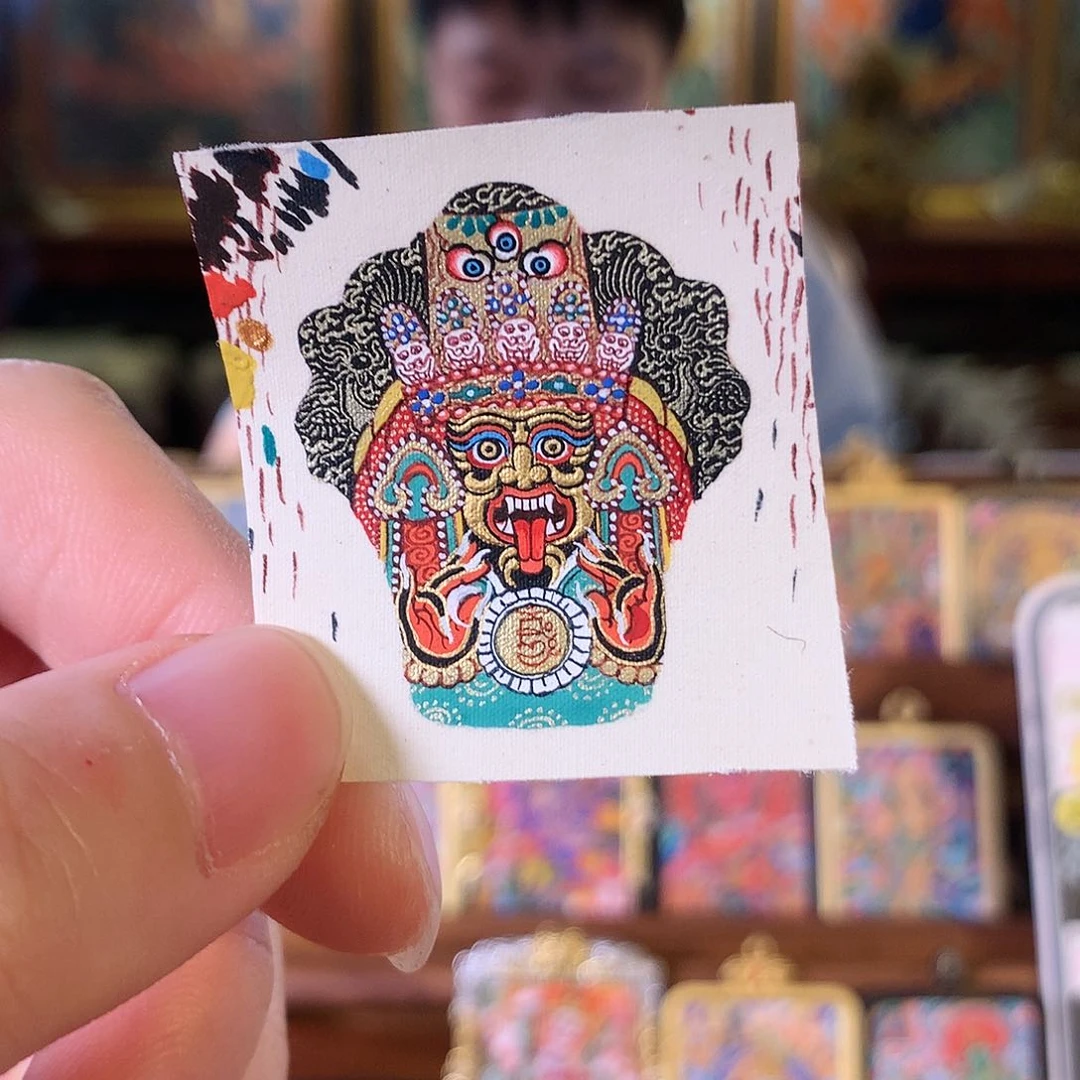 吊坠热贡纯手绘唐卡扎基