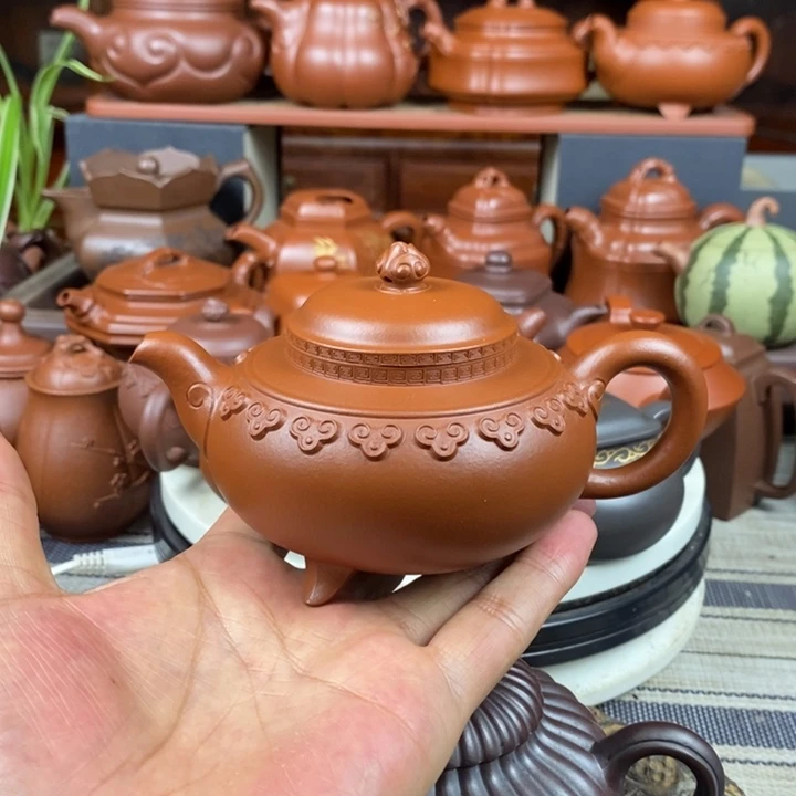 茶壶紫砂云肩如意230cc原矿赵庄朱泥特价