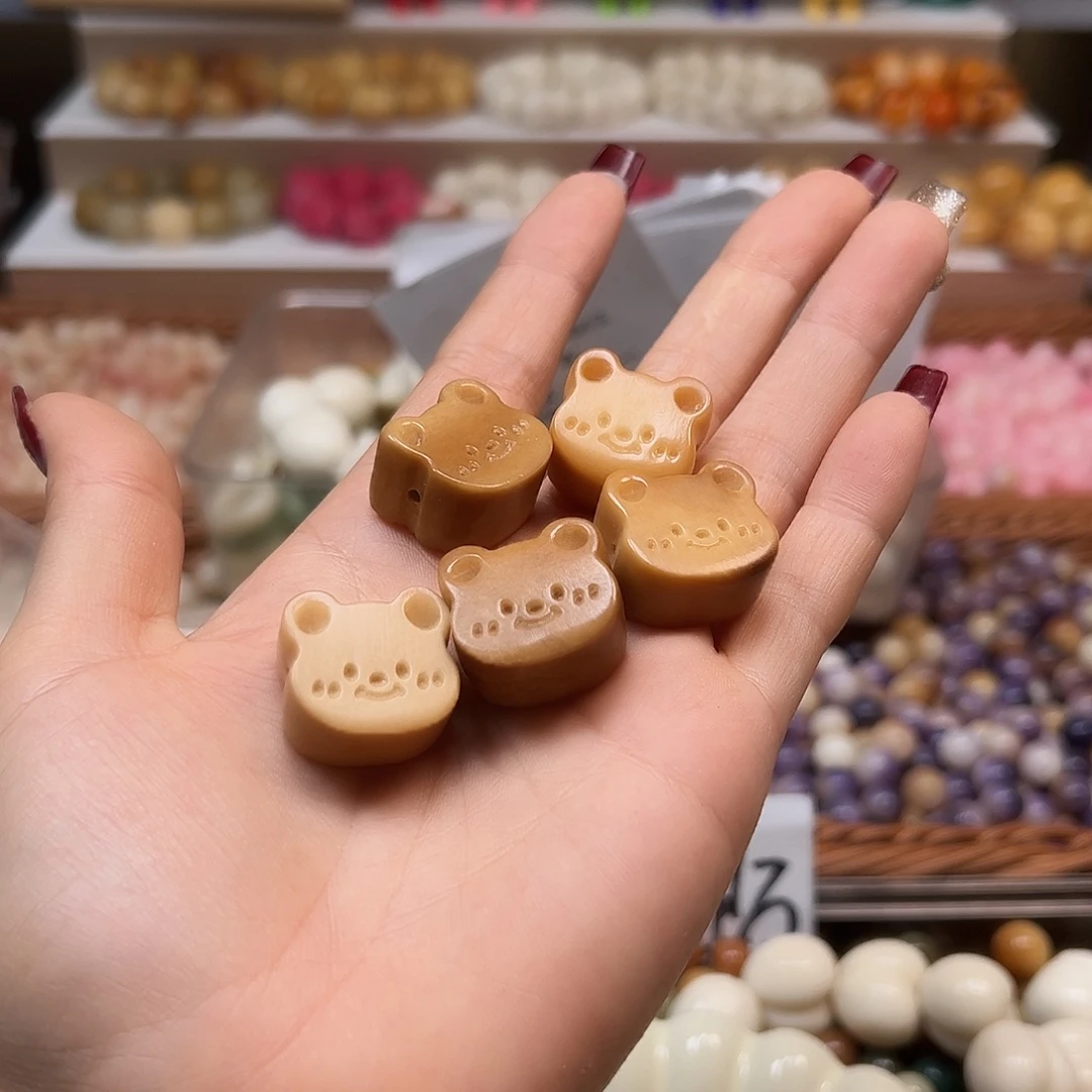 手串菩提根/象牙果通货，咖色小熊5颗