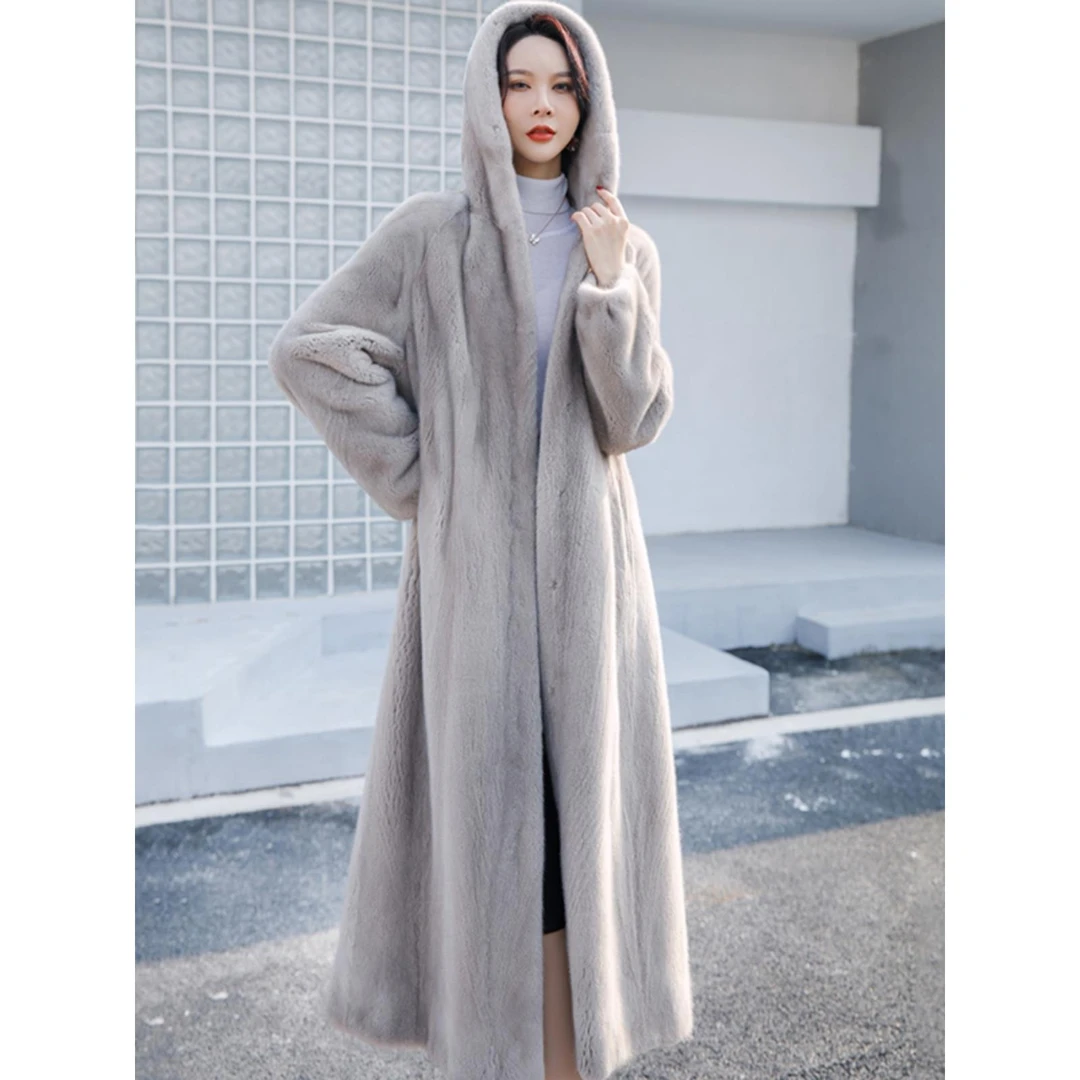 -2025进口短二高端貂皮大衣女长款连帽过膝整貂皮草海宁外*