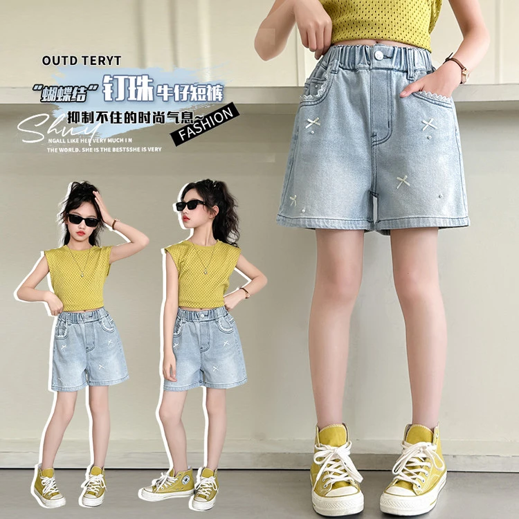 女童牛仔短裤2025新款夏季薄款外穿夏天洋气百搭夏装儿童裤子潮酷