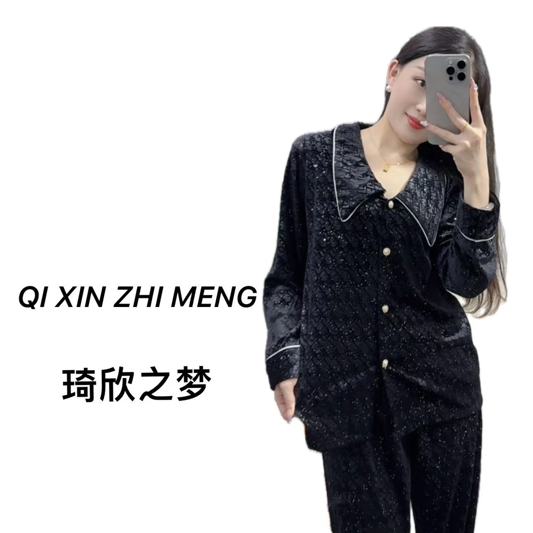 5.琦欣家金钻绒时尚长袖网红睡衣家居服找到编码拍下~A