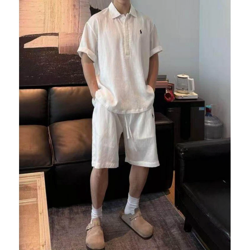 -EQME- 老钱风休闲新贵百搭极简高定带刺绣小标休闲套装