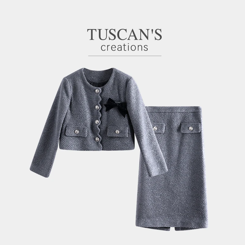 TUSCAN'S CREATIONS气质女生通勤百搭小香风羽绒套装时代双鱼