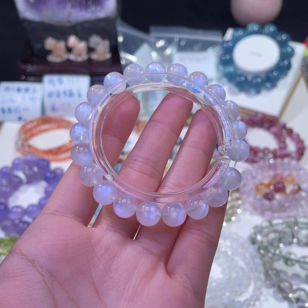 未镶嵌手链水晶强光奶体蓝月光9mm