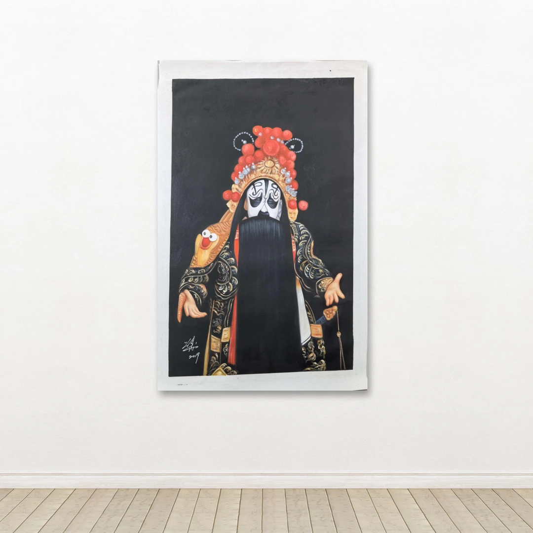 刘用华-手绘油画-项羽（黑）-客厅办公室挂画