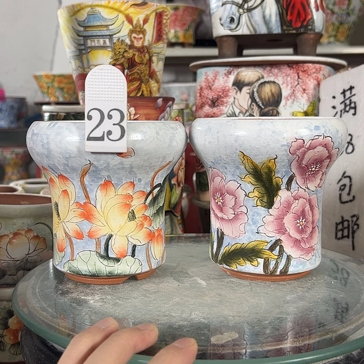 景德镇手绘花盆满38包邮