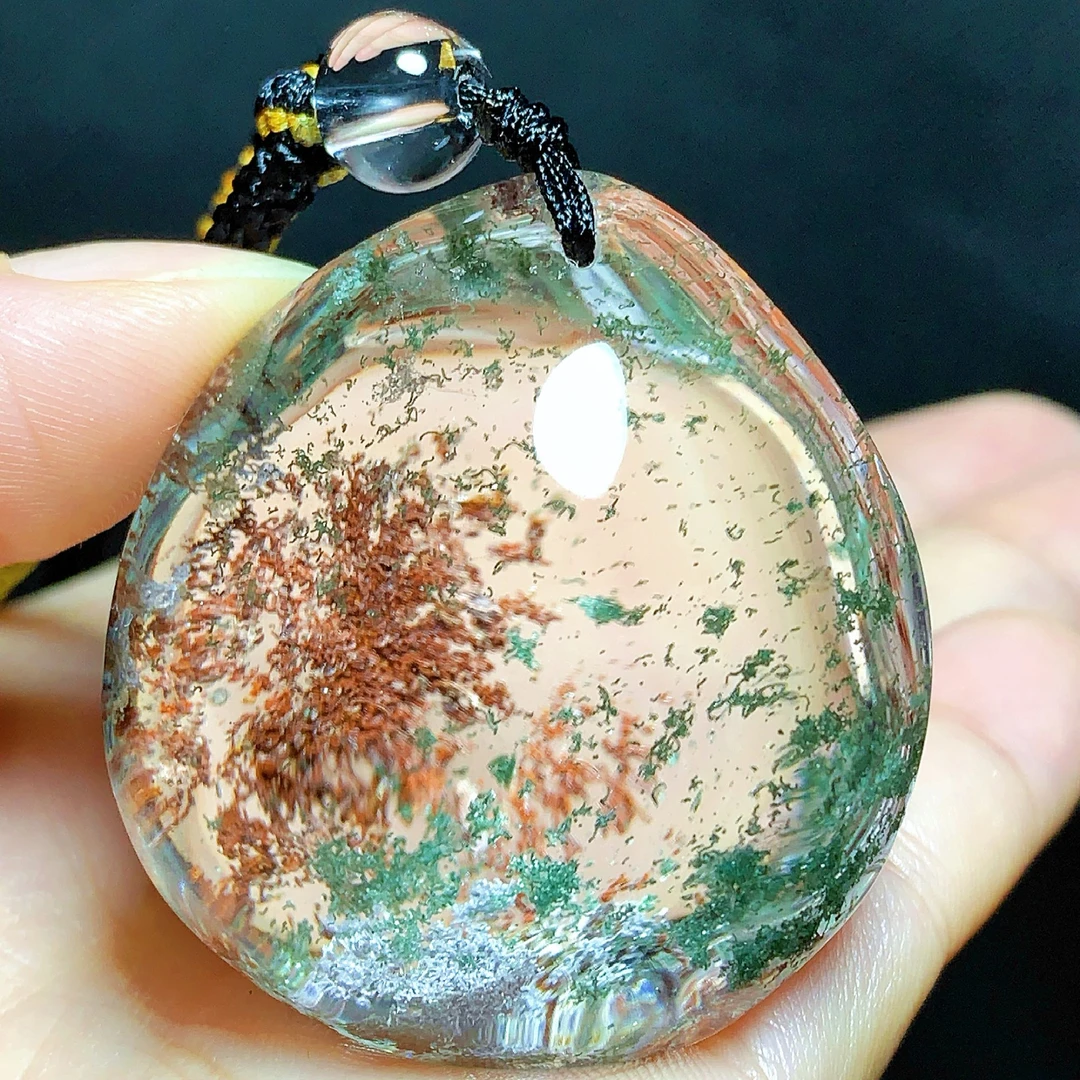 东海水晶天然满天星绿幽灵水晶吊坠毛衣链绿幽灵纯天然100%真品