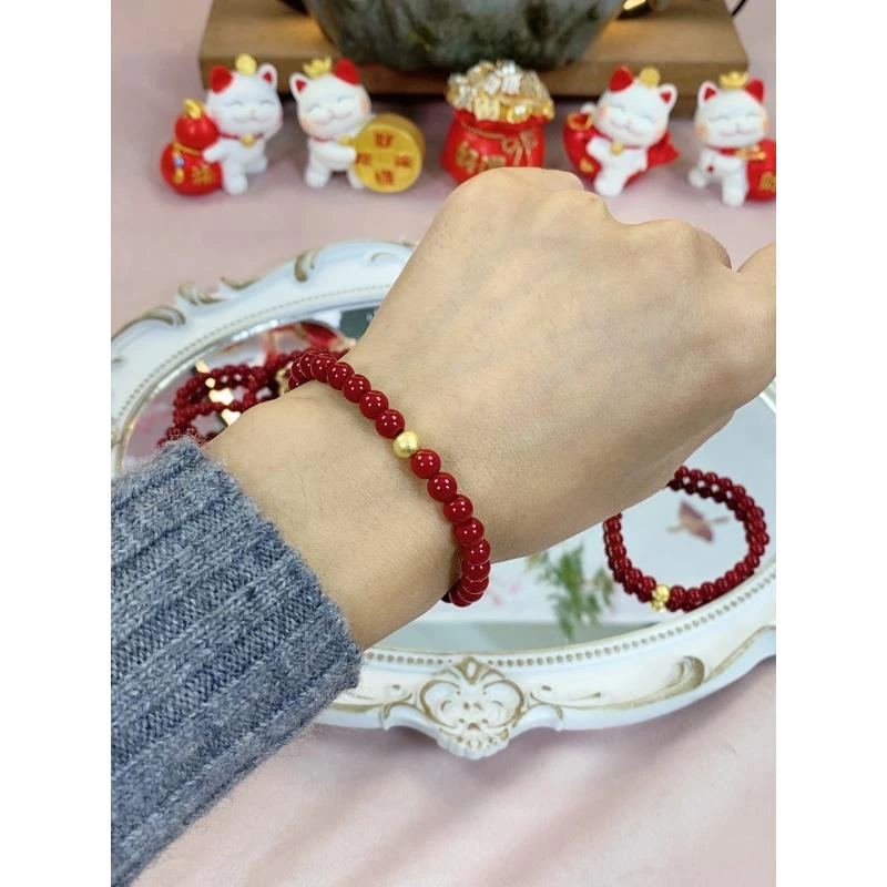 804高瓷红色卡6MM圆珠DIY串珠手串女