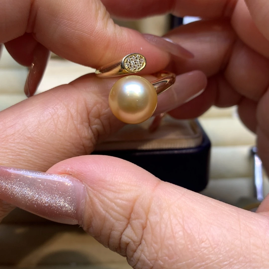 银S925镶嵌戒指海水珍珠