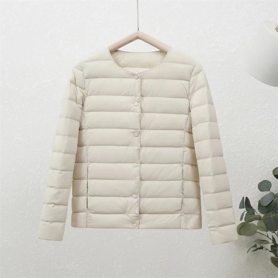 女士圆领对襟轻薄羽绒服8922