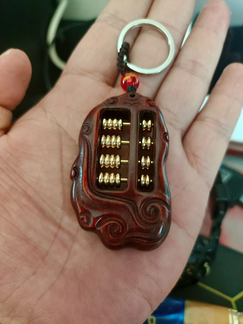 【佩致堂】紫檀如意小钥匙扣黄铜如意紫檀木手把件吊坠钥匙扣