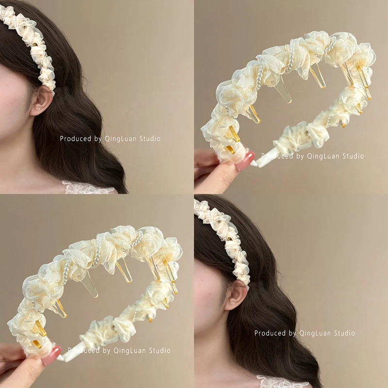 温柔千金~气质缠绕发箍云朵纱带齿头箍韩国高级感洗脸发卡盘发器