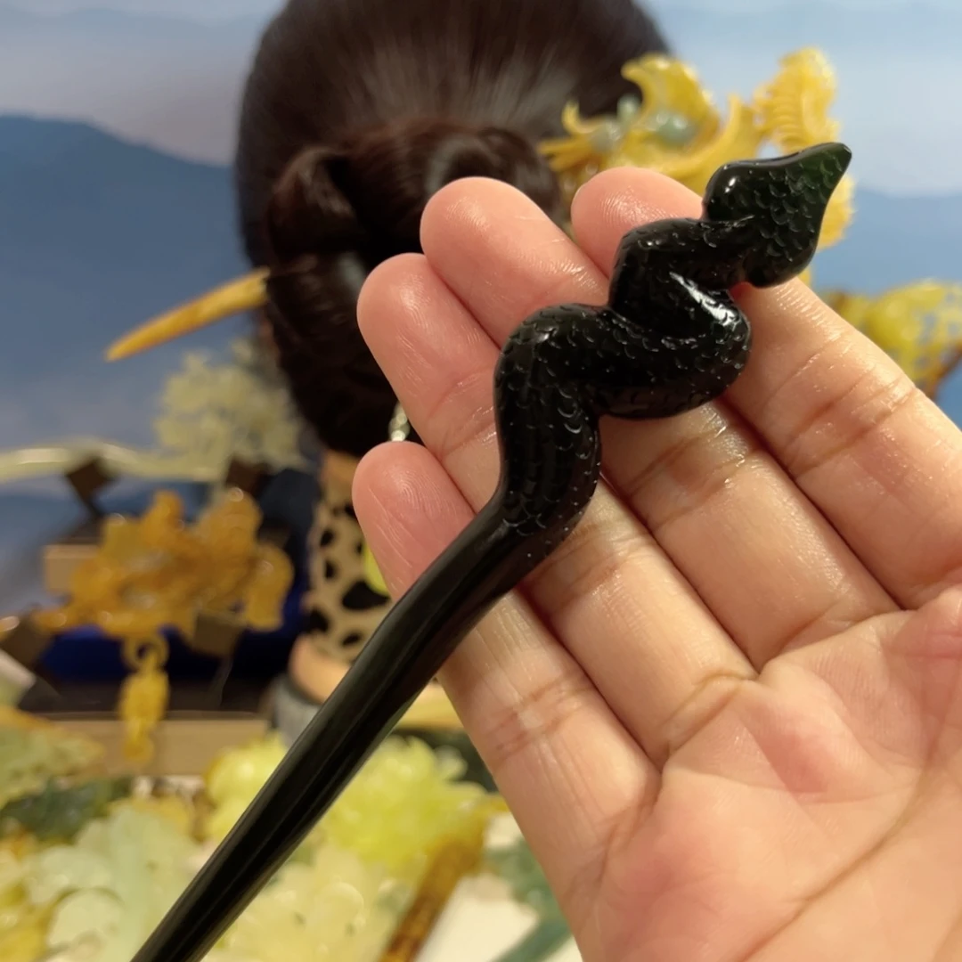 蛇纹石玉未镶嵌发饰