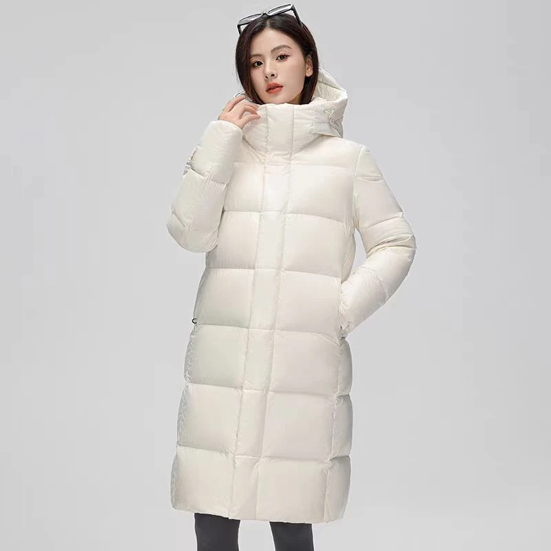 TFK情侣黑金长款羽绒服95鸭绒中长款外套 F062