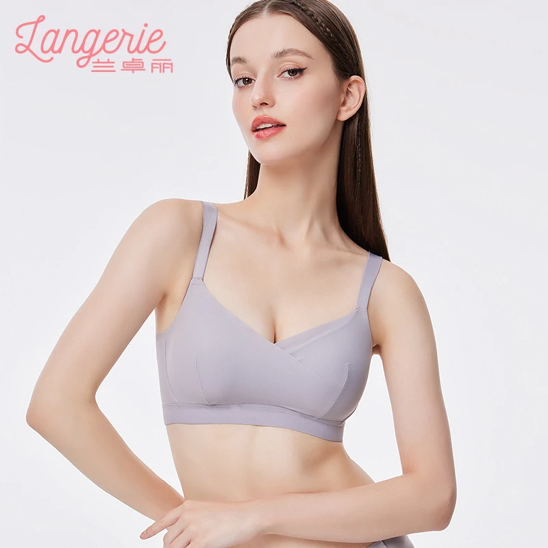 兰卓丽商场同款内衣女大胸显小无钢圈文胸大码大杯内衣女胸罩聚拢