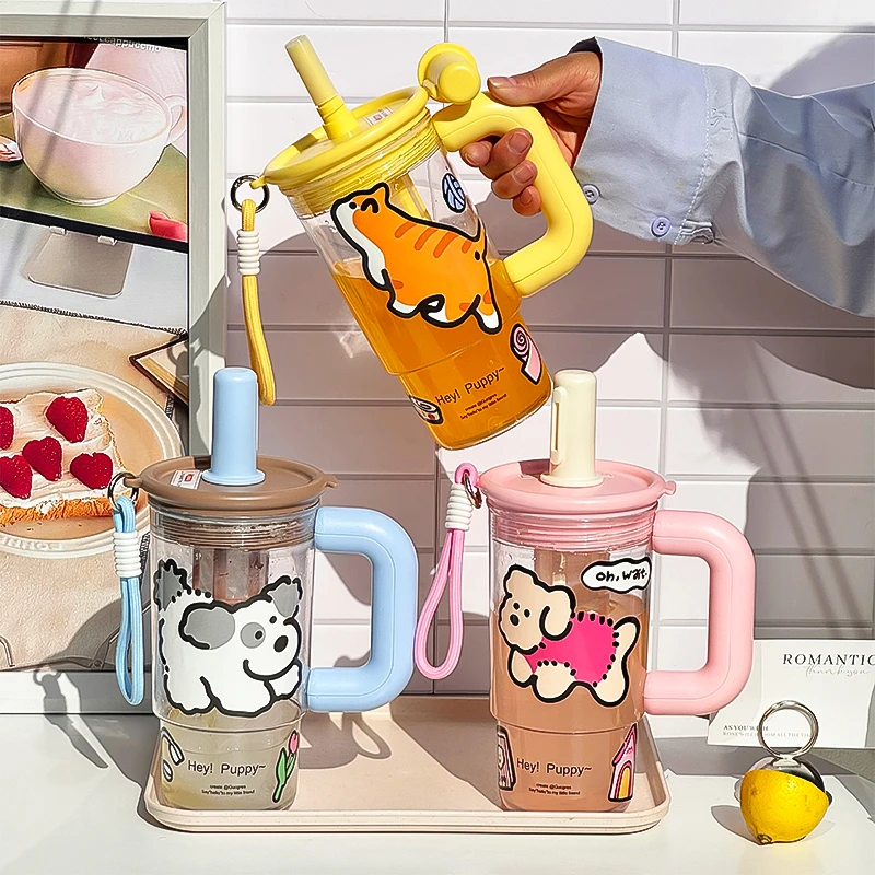 绚青巨无霸塑料杯高颜值大容量吸管杯简约便携防摔情侣水杯子送礼