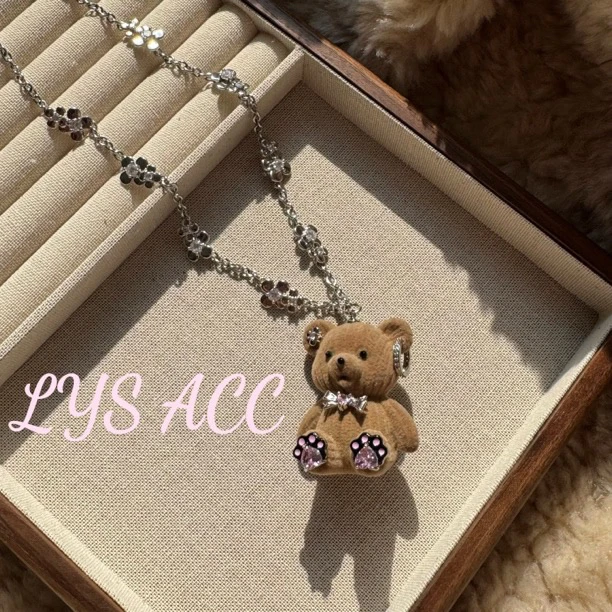 铜合金项链 铜合金项链坐着的熊项链黑色