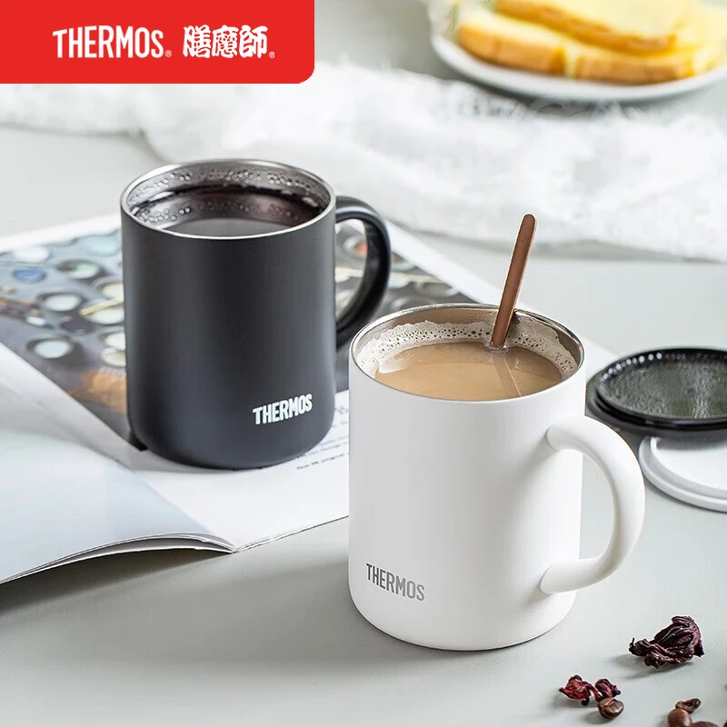THERMOS/膳魔师保温杯不锈钢马克简约牛奶咖啡把手水杯JDG-351