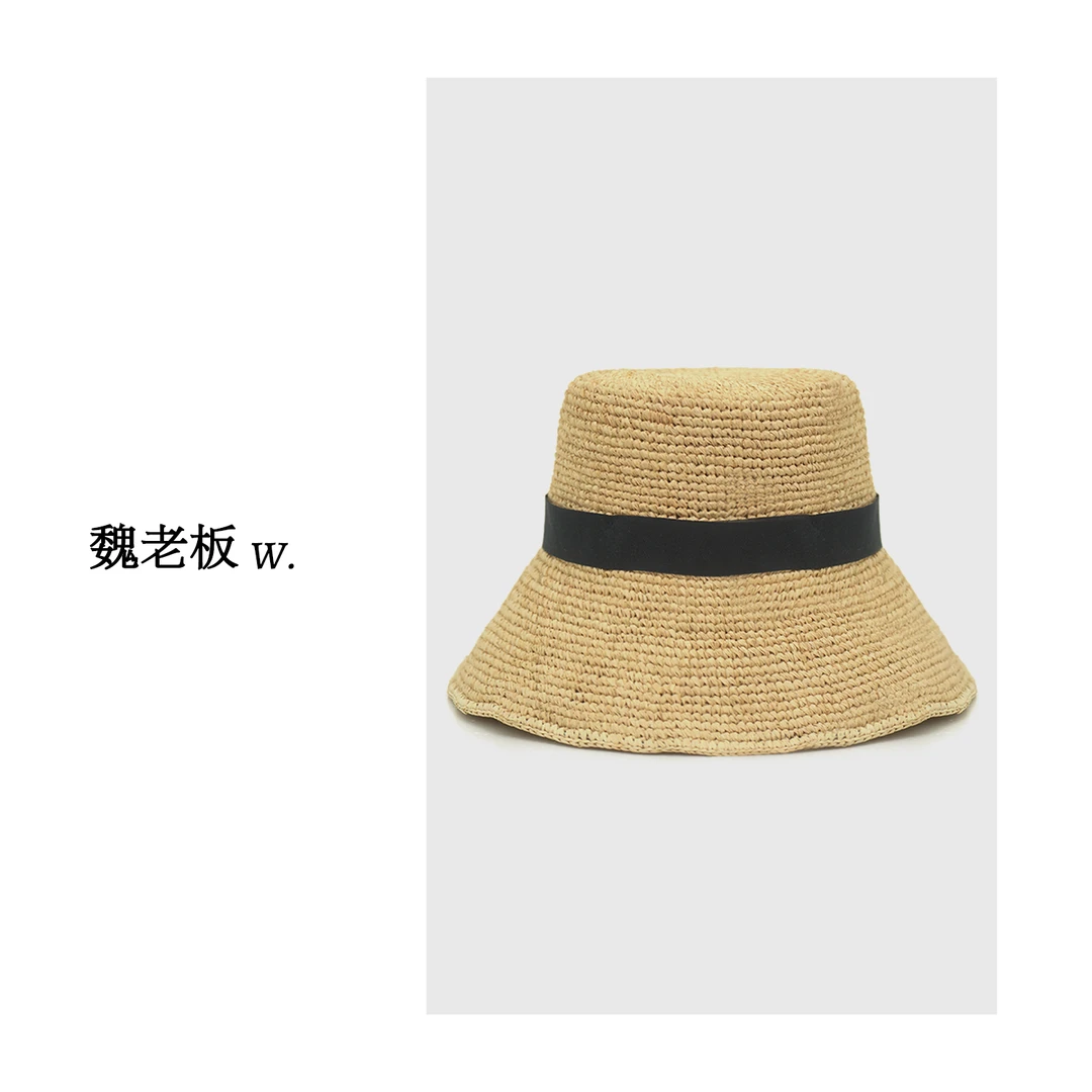 W.Diva【魏老板】简约夏日出行氛围感防晒遮阳帽拉菲草帽50H071370