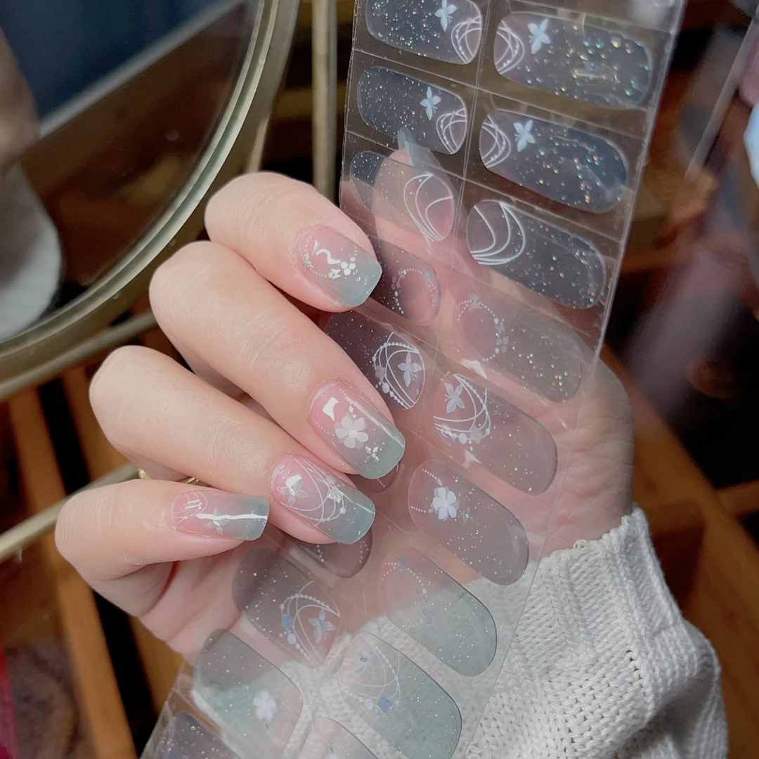 只甲如[照灯变硬]水晶薄荷085半固化凝胶指甲贴美甲贴20指