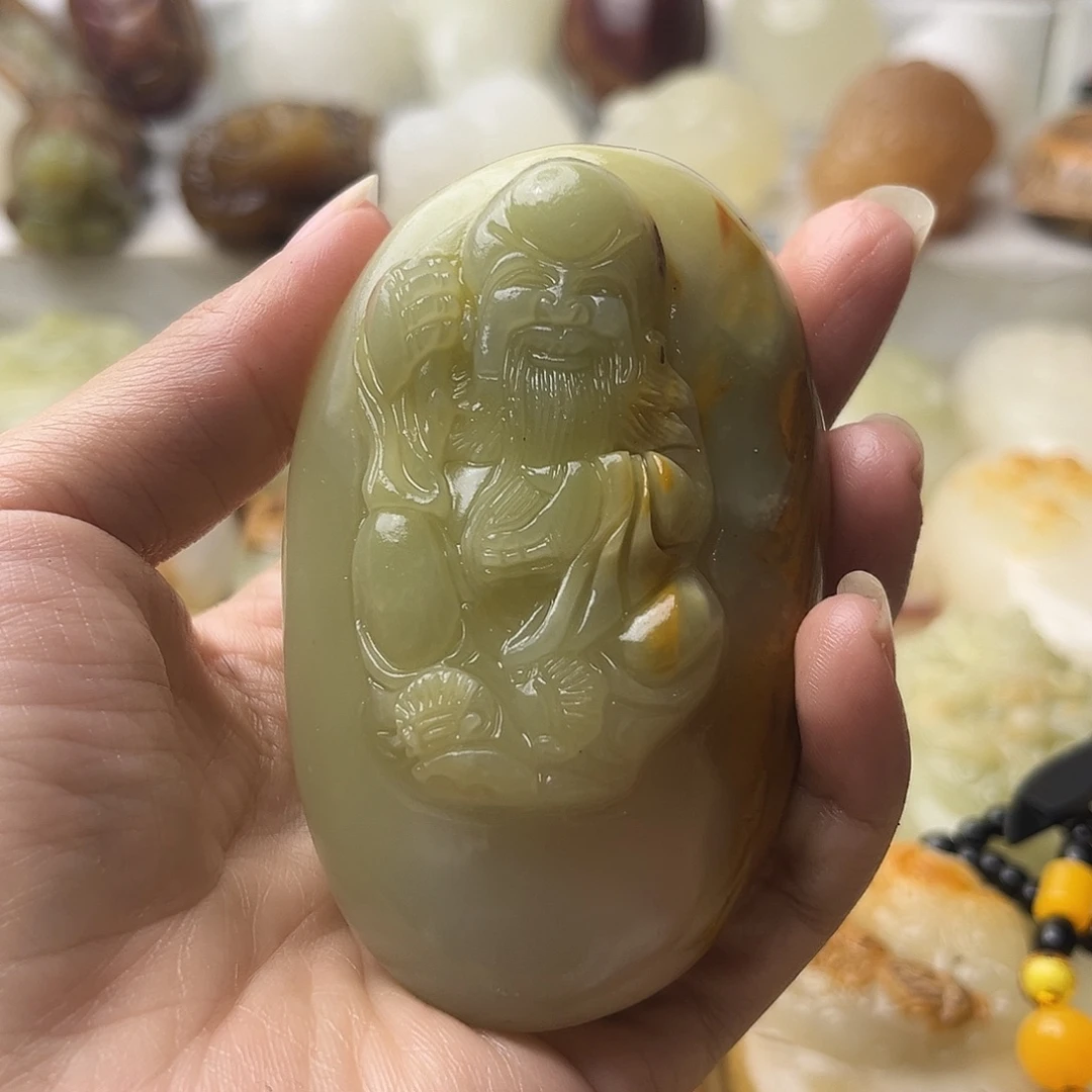 石材方解石手把摆件不退换寿星