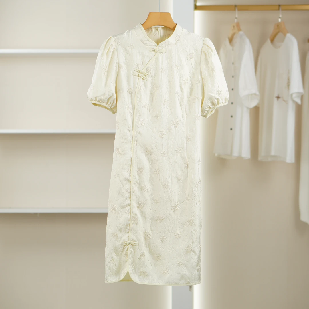 麦迪尚品 5041031 夏季优雅气质时尚复古国风短袖连衣裙