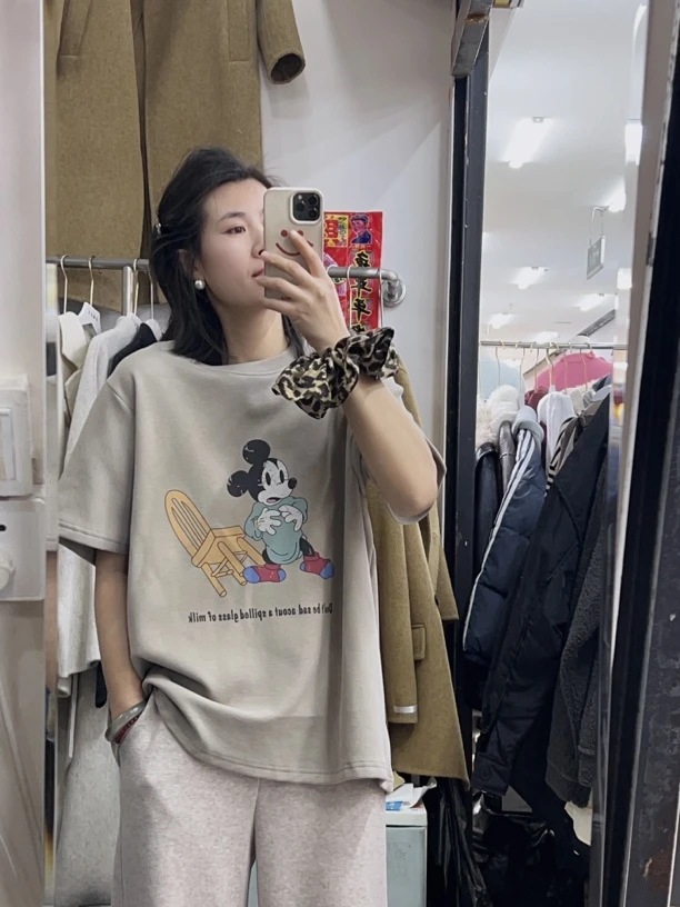 （加绒短袖）高品韩版宽松大版型 内里加绒 表面凯卓文面料不起球