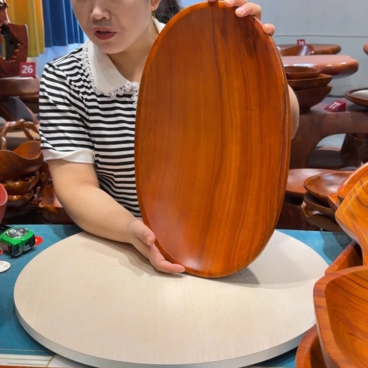 木香樟实木椭圆果盘