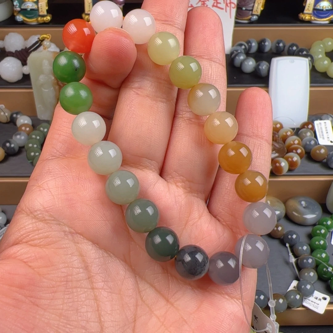 烟***瓦和田玉未镶嵌手链