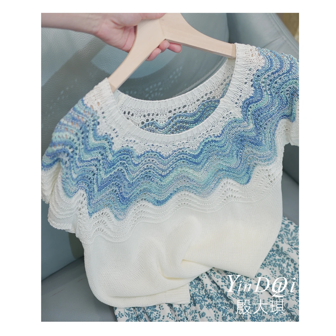 ~短袖针织衫上衣女2025夏季薄款洋气简约百搭上衣1978