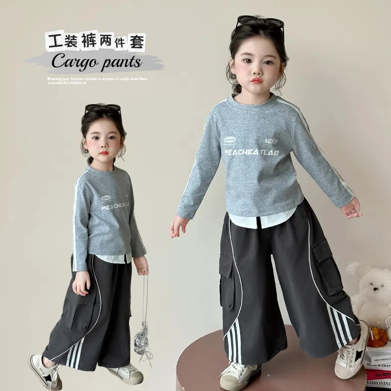 女童套装洋气休闲儿童卫衣工装裤子两件套小女孩宝宝春秋装新款潮