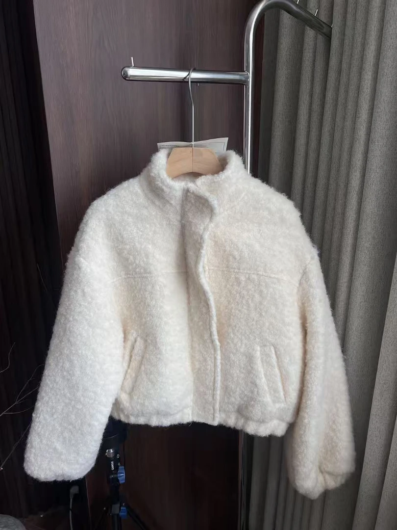 圆82【王子咸】绒毛外套|韩版宽松加厚短款棉衣外套WLAR28964