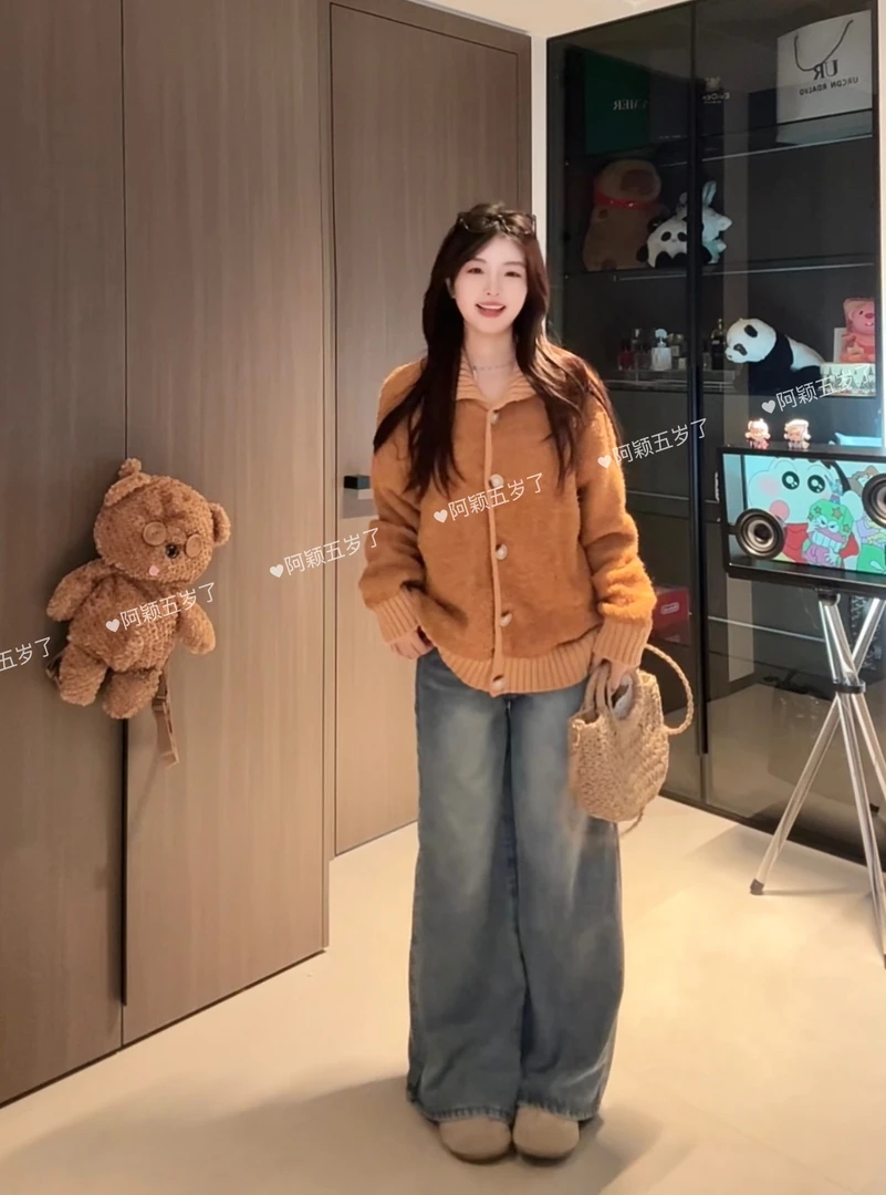 韩系圈圈纱女2025年春季外穿内搭宽松版软糯加厚针织外套早春外套