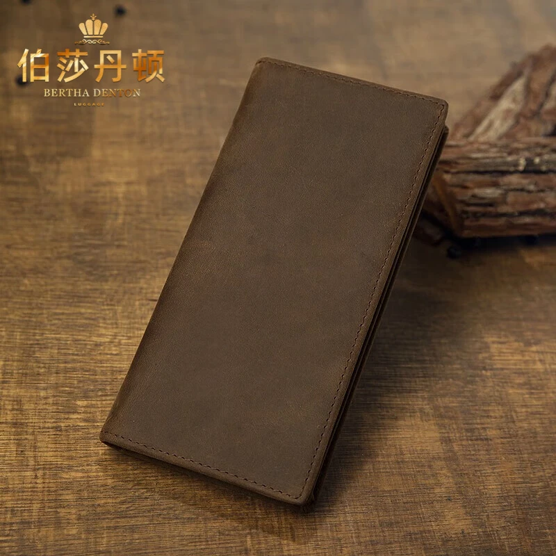 伯莎丹顿真皮男士钱包长款2025新款大容量时尚复古钱夹手拿卡包男