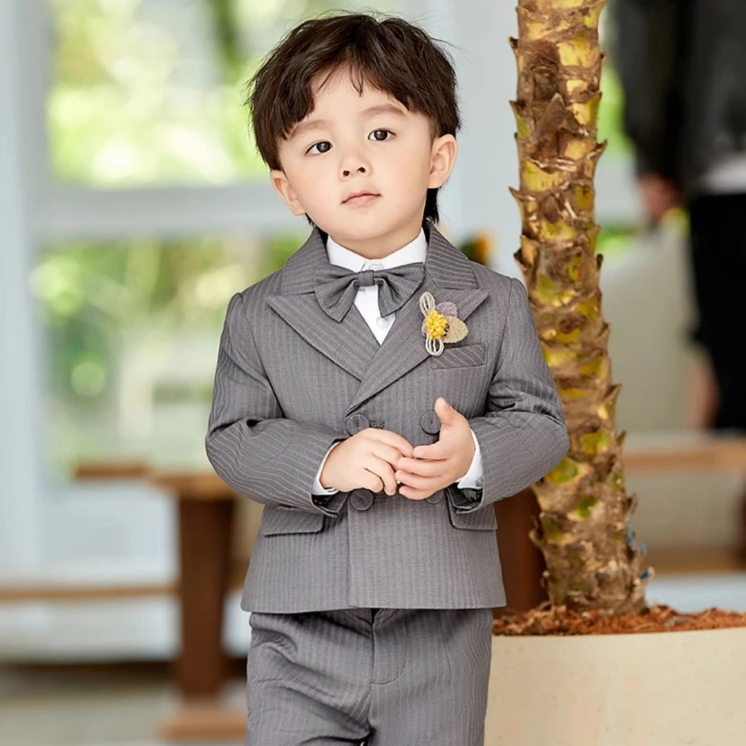 罗小蒙童装男宝小西服法式优雅儿童西服小西装周岁生日婚礼花童男