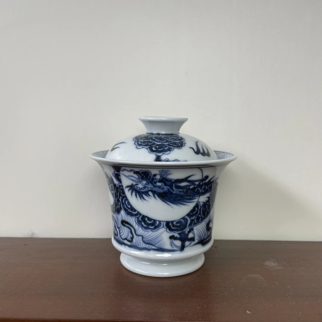 元青花望月龙马蹄盖碗盖下110CC（咨询拿图 私拍不发）