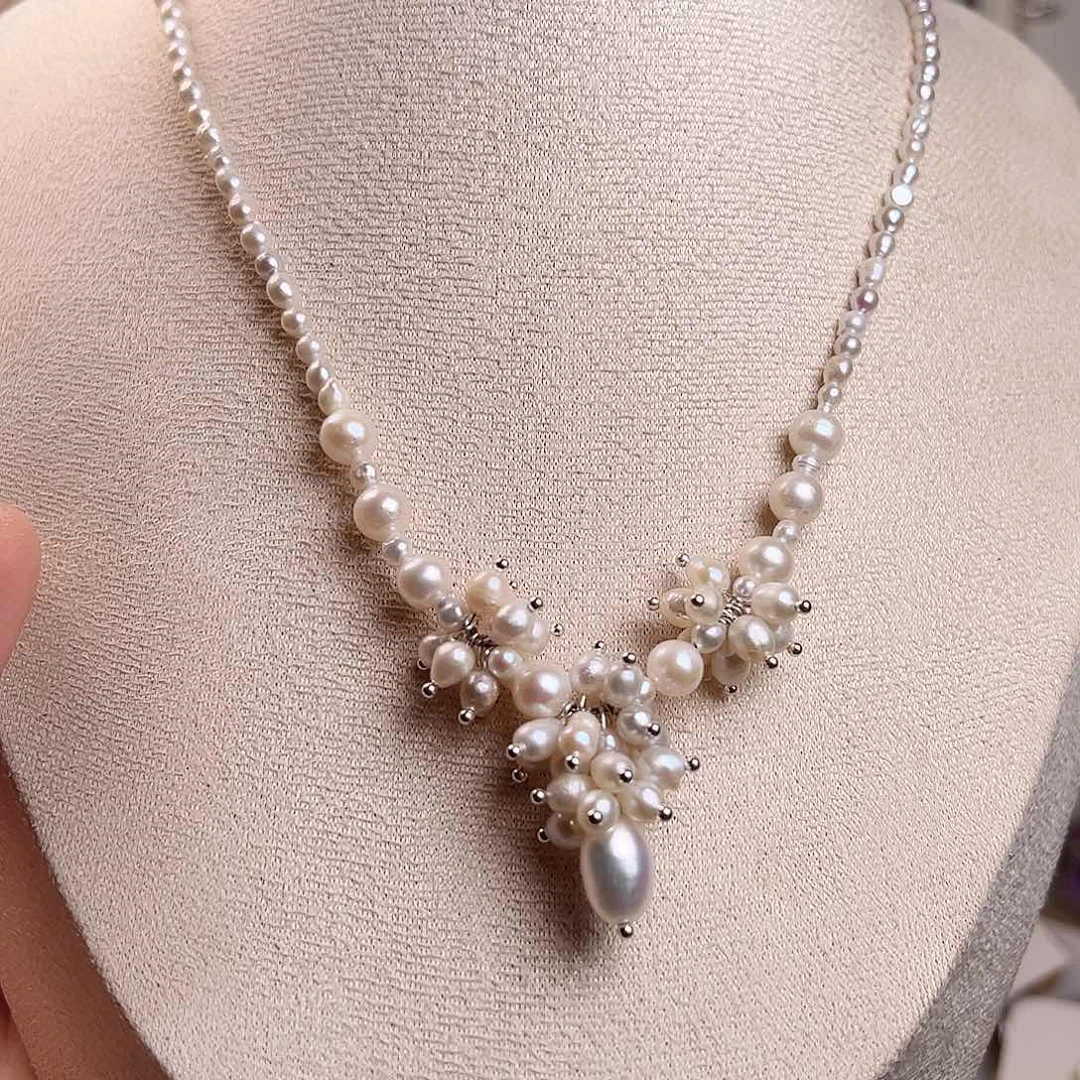 淡水珍珠银S925镶嵌颈饰