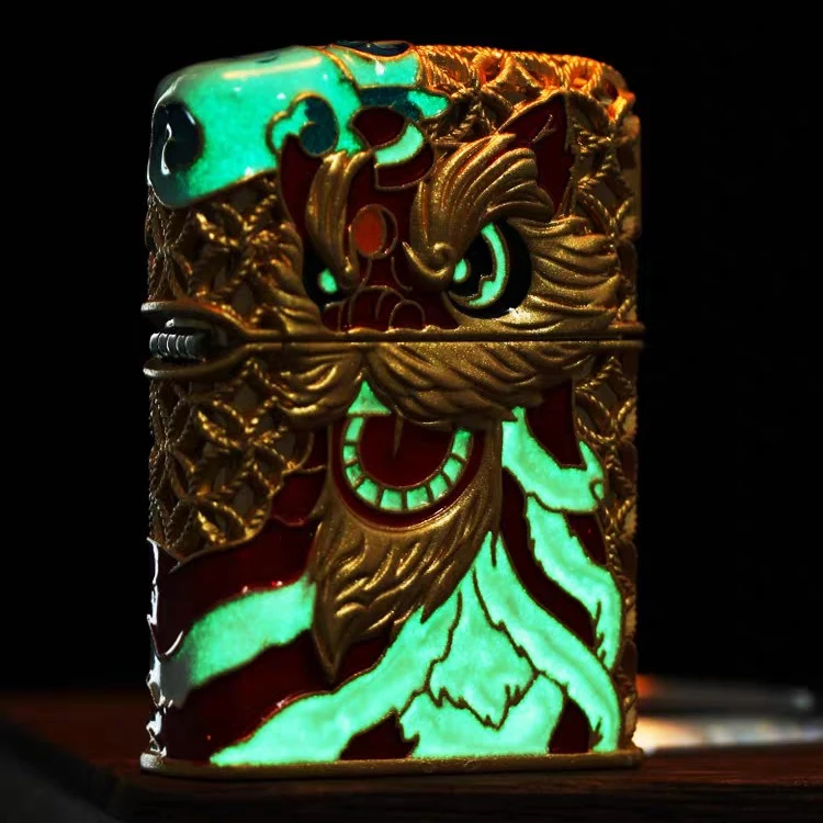 Zippo打火机珐琅彩鸿运当头醒狮DYJ1