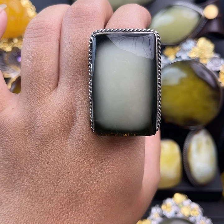 琥珀银S925镶嵌裸石