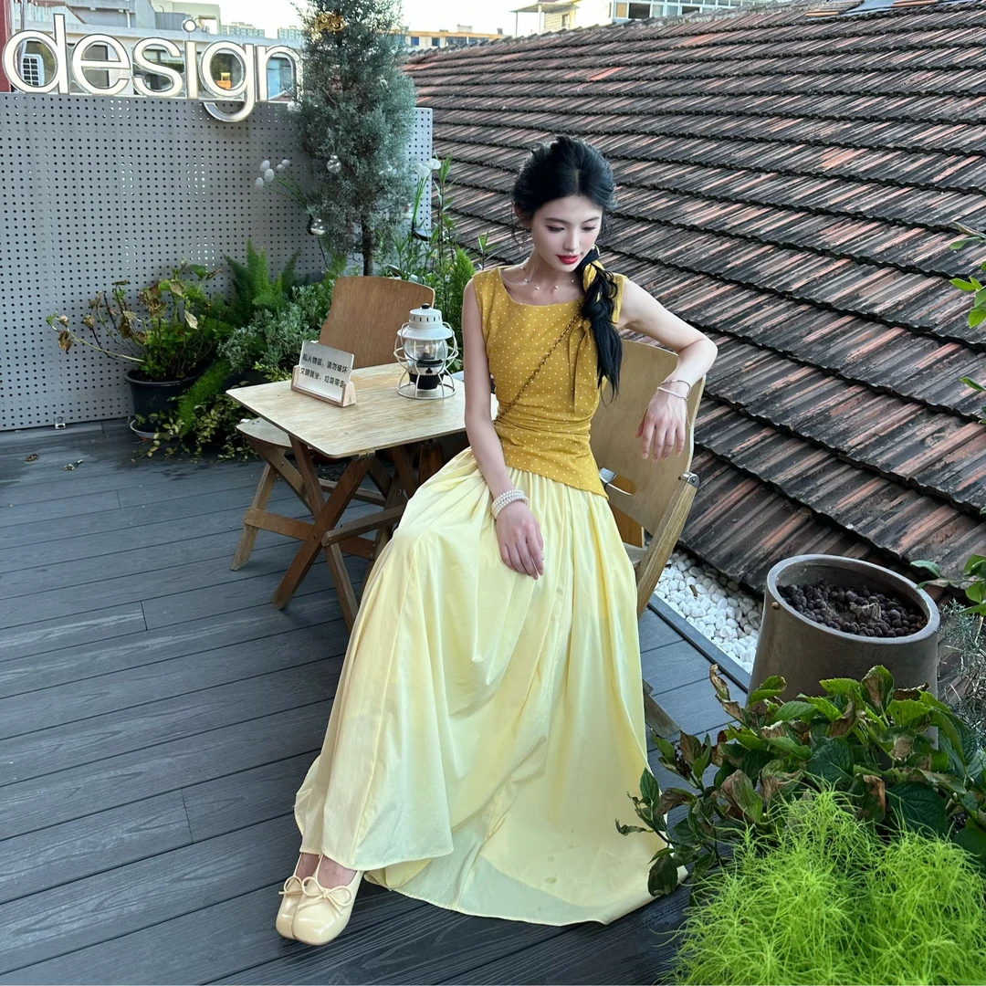 小八定制【柠夏微风】25夏季网红出游洋气质上衣+半身裙 00098 LSC