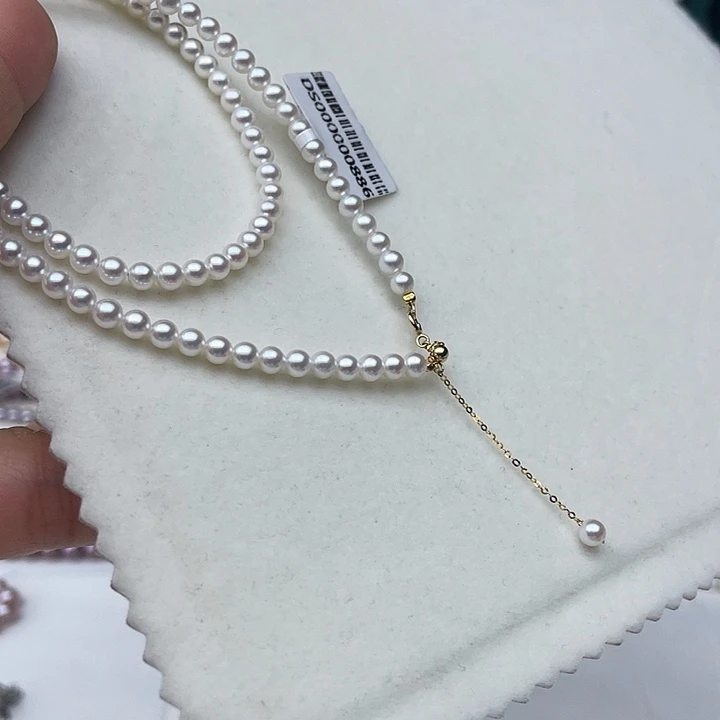 淡水珍珠18K金镶嵌颈饰卡4➕高品极光白炫天女粉毕业级