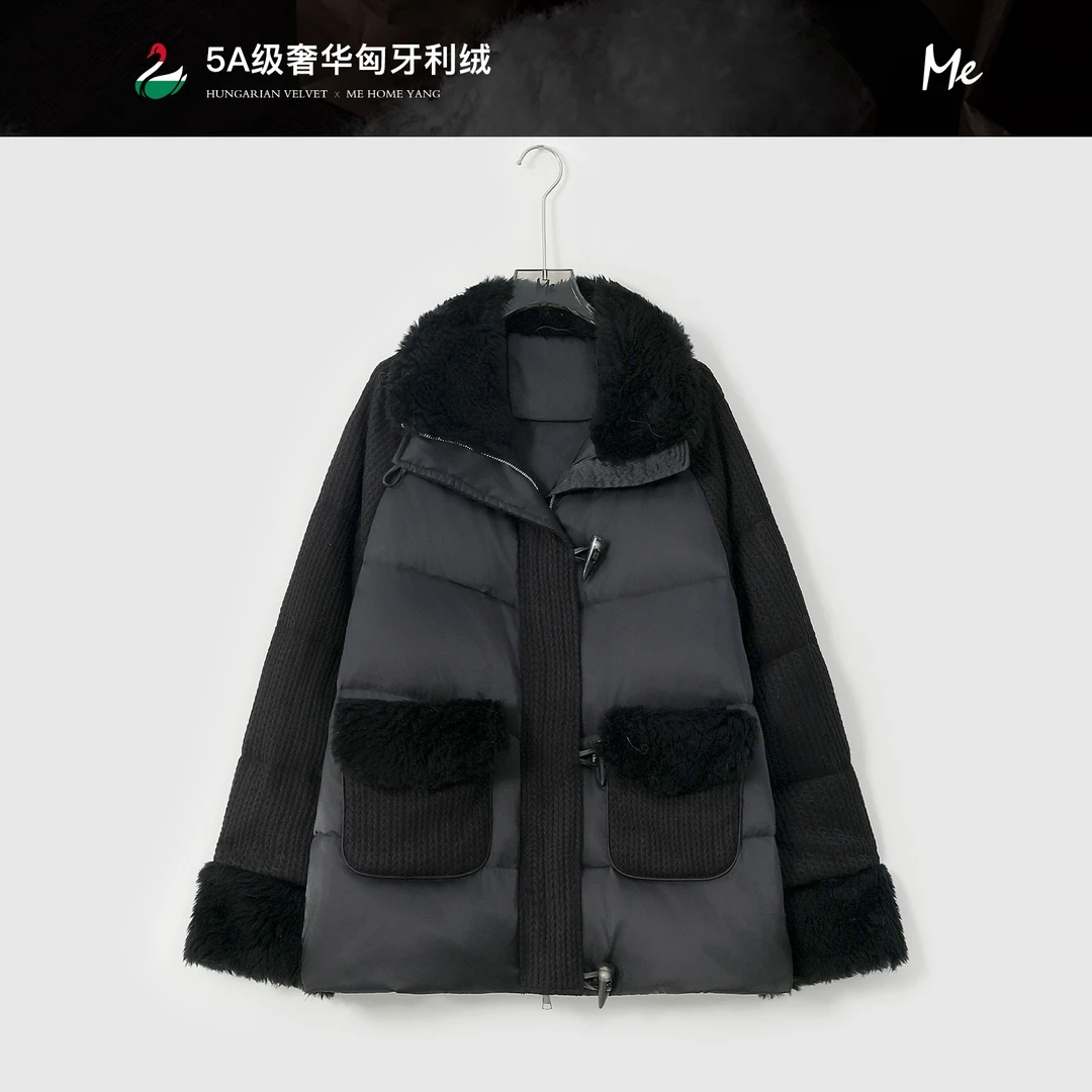 ME【雪麦穗】匈牙利进口95白鹅绒锁温保暖鎏光缎面羽绒服MESA3707