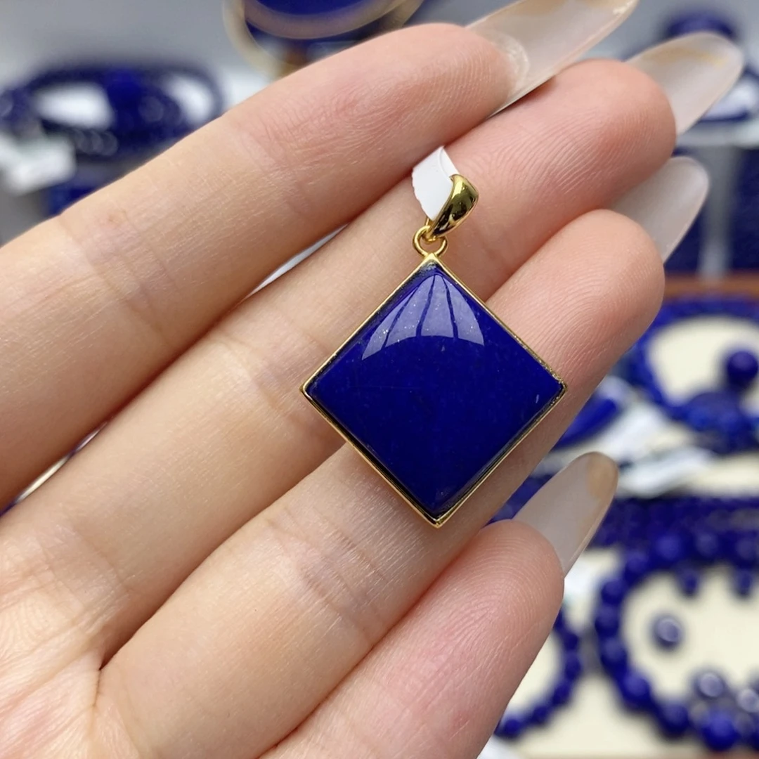 青金石银S925镀金镶嵌颈饰