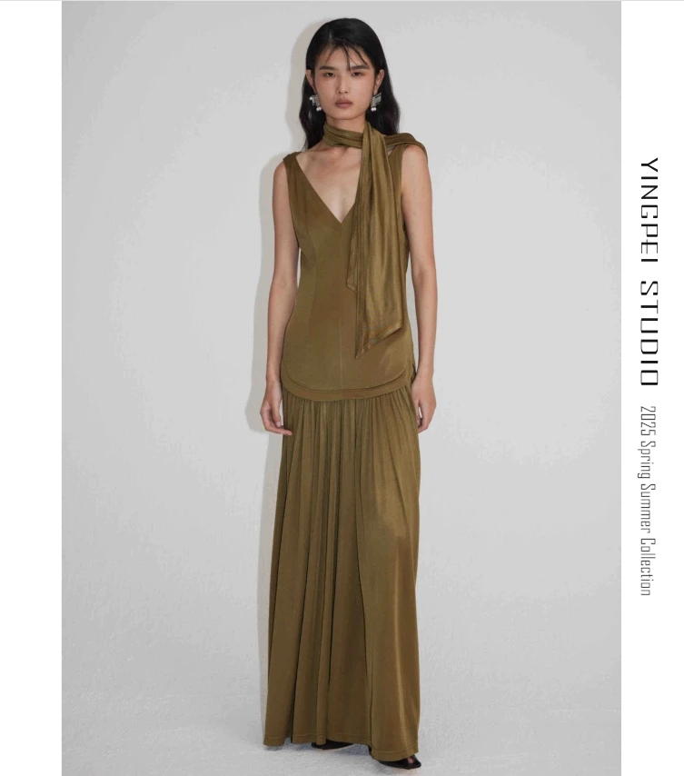 YINGPEI STUDIO 挂脖扭结低腰连衣裙 LDR003SS25