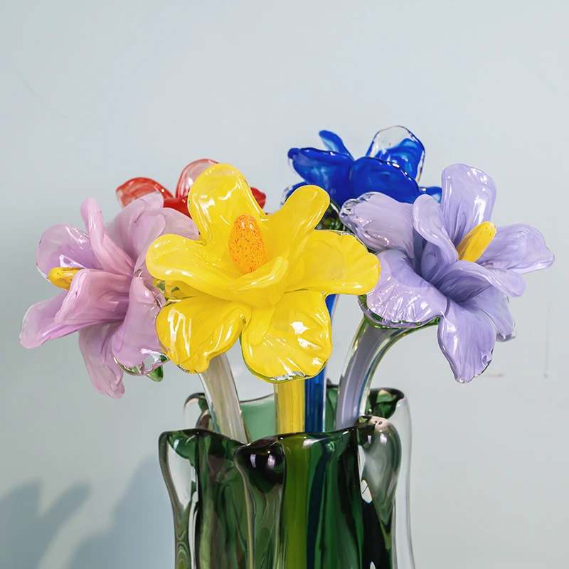 L081 现代化高颜值重瓣百合琉璃花创意居家装饰摆件仿真花摆件